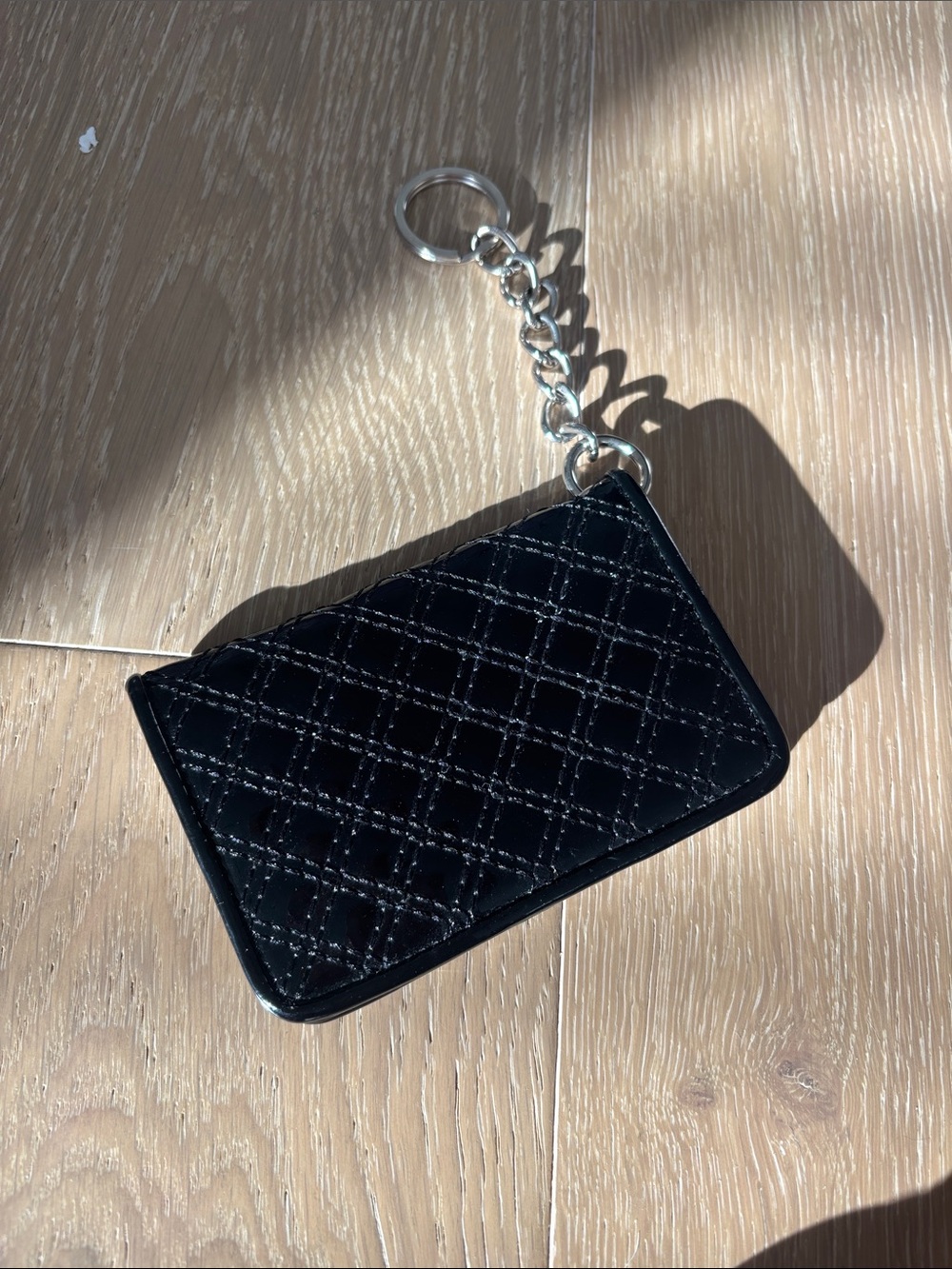 Express Quilted Black Cardholder Keychain